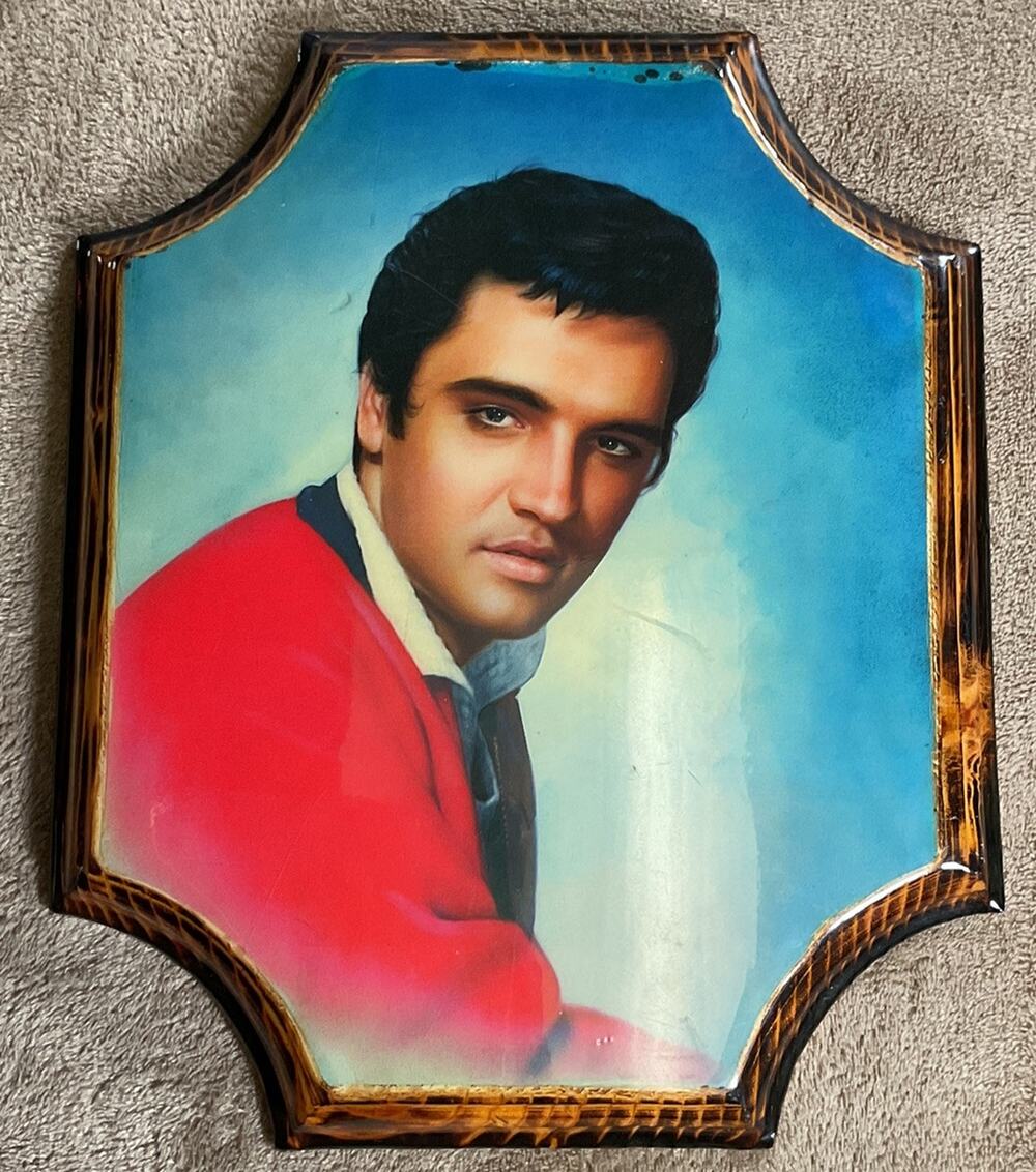 Vintage Elvis Presley Wood Plaque Wall Art Charles Crafts FL Handcrafted USA